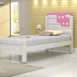 Cama Vitamov Luiza Branco/Rosa Solteiro
