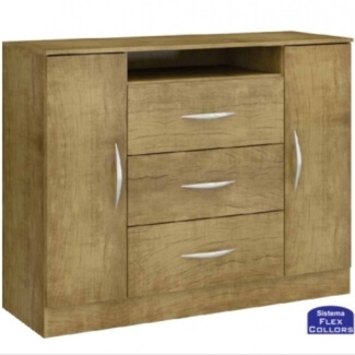Cômoda Soluzione 3 Gavetas 2 Portas