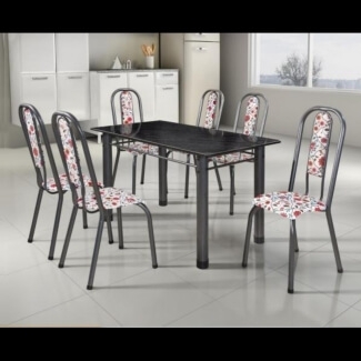 Mesa Fortaleza 06 Cadeiras Prata